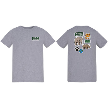 Wildlife Warriors Kids' T-shirt - Badges of the Wild Heather Grey colour variant image