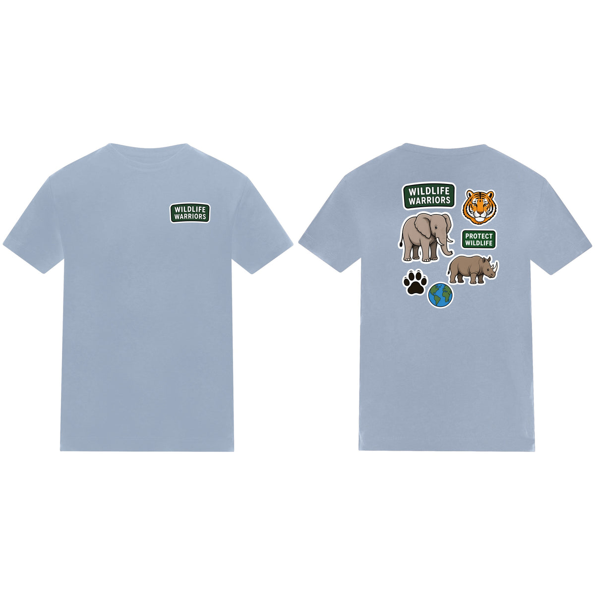 Wildlife Warriors Kids' T-shirt - Badges of the Wild Sky Blue colour variant image