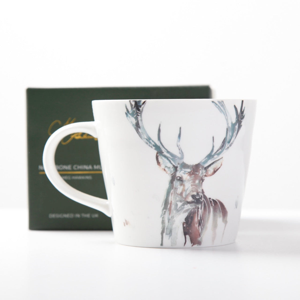 The Highlands Stag Bone China Mug by Meg Hawkins
