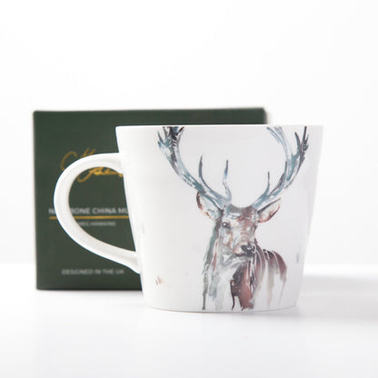 The Highlands Stag Bone China Mug by Meg Hawkins