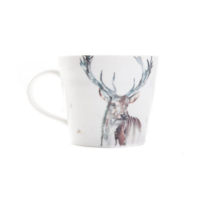 The Highlands Stag Bone China Mug by Meg Hawkins