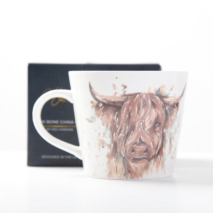 The Hebrides Highland Cow Bone China Mug by Meg Hawkins