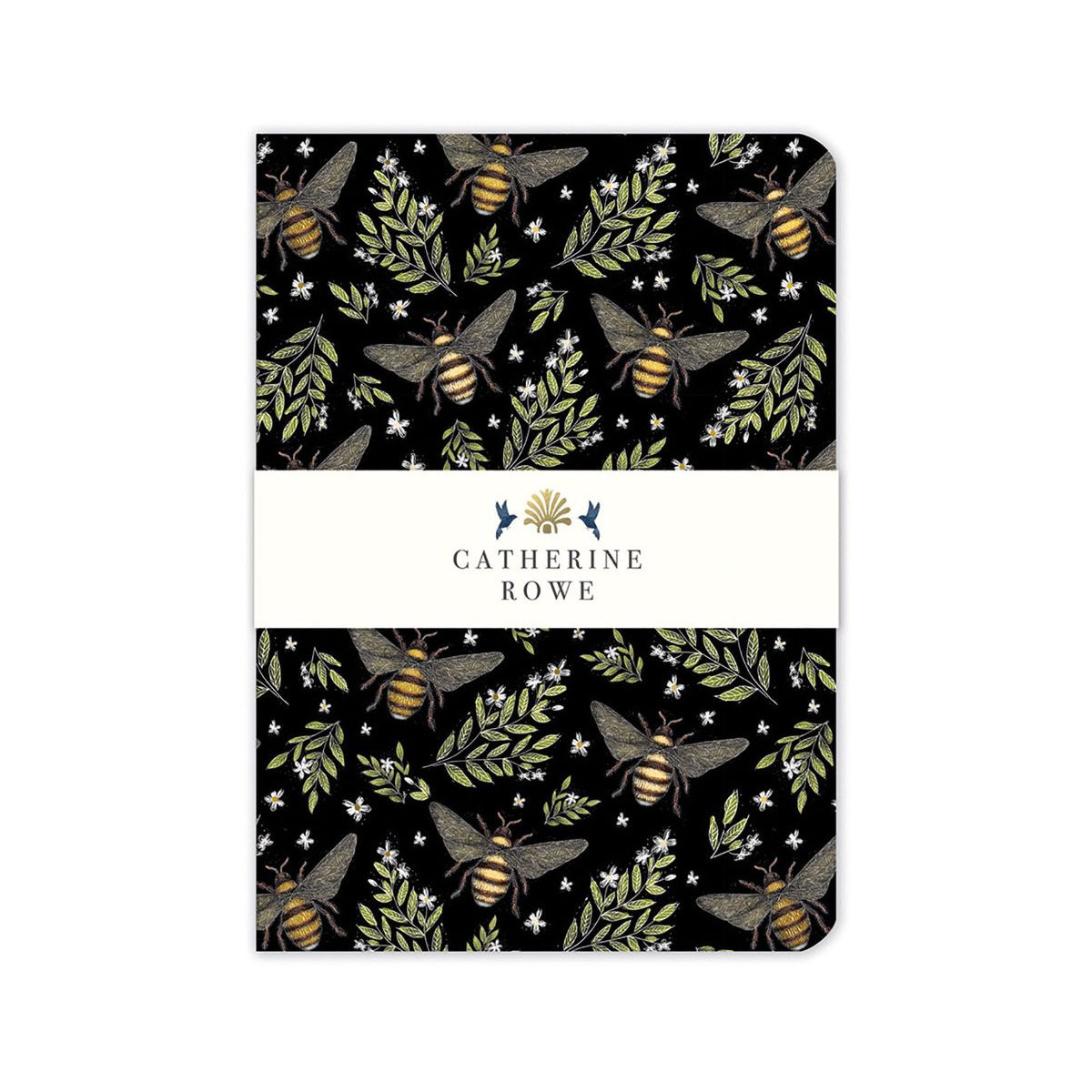 Honey Bee Pattern A5 Lined Notebook by Catherine Rowe