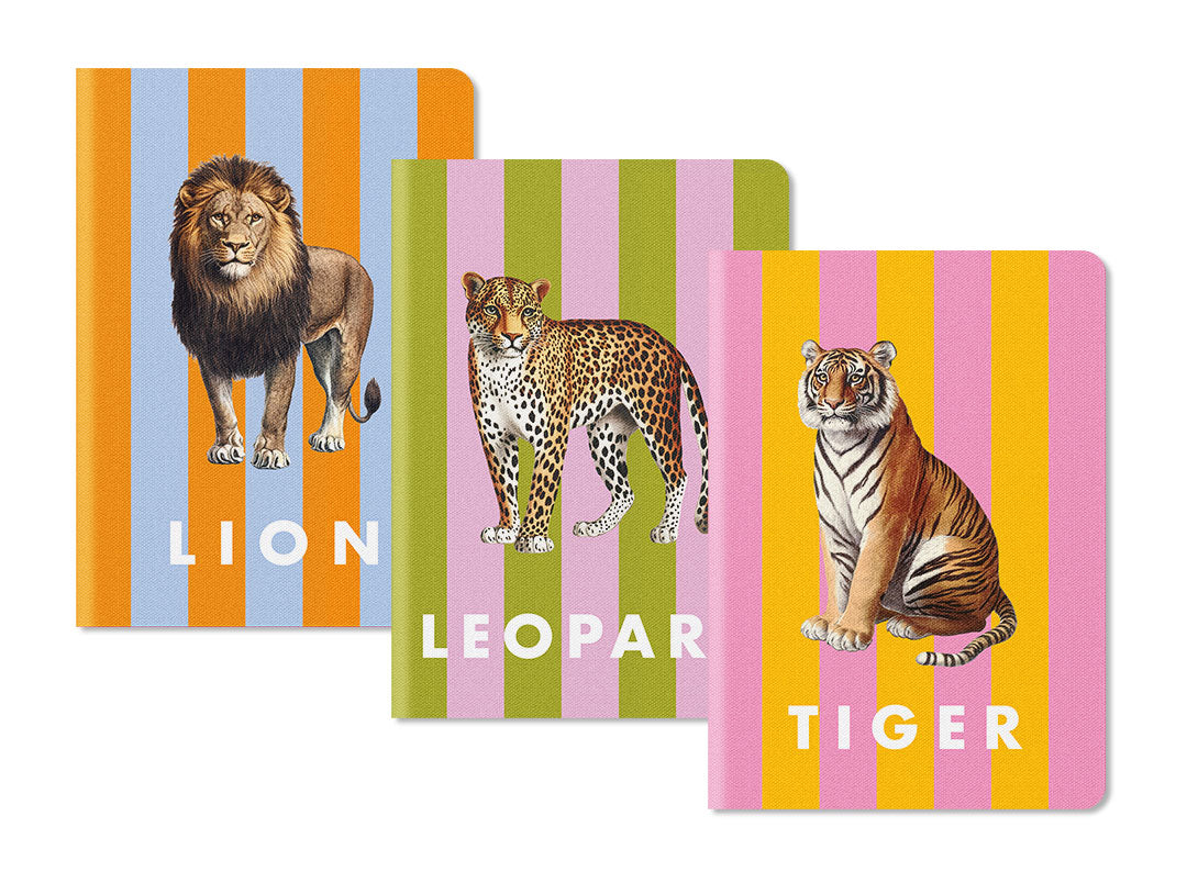 Stripe Big Cats Set of 3 Stitched Notebooks from Ohh Deer