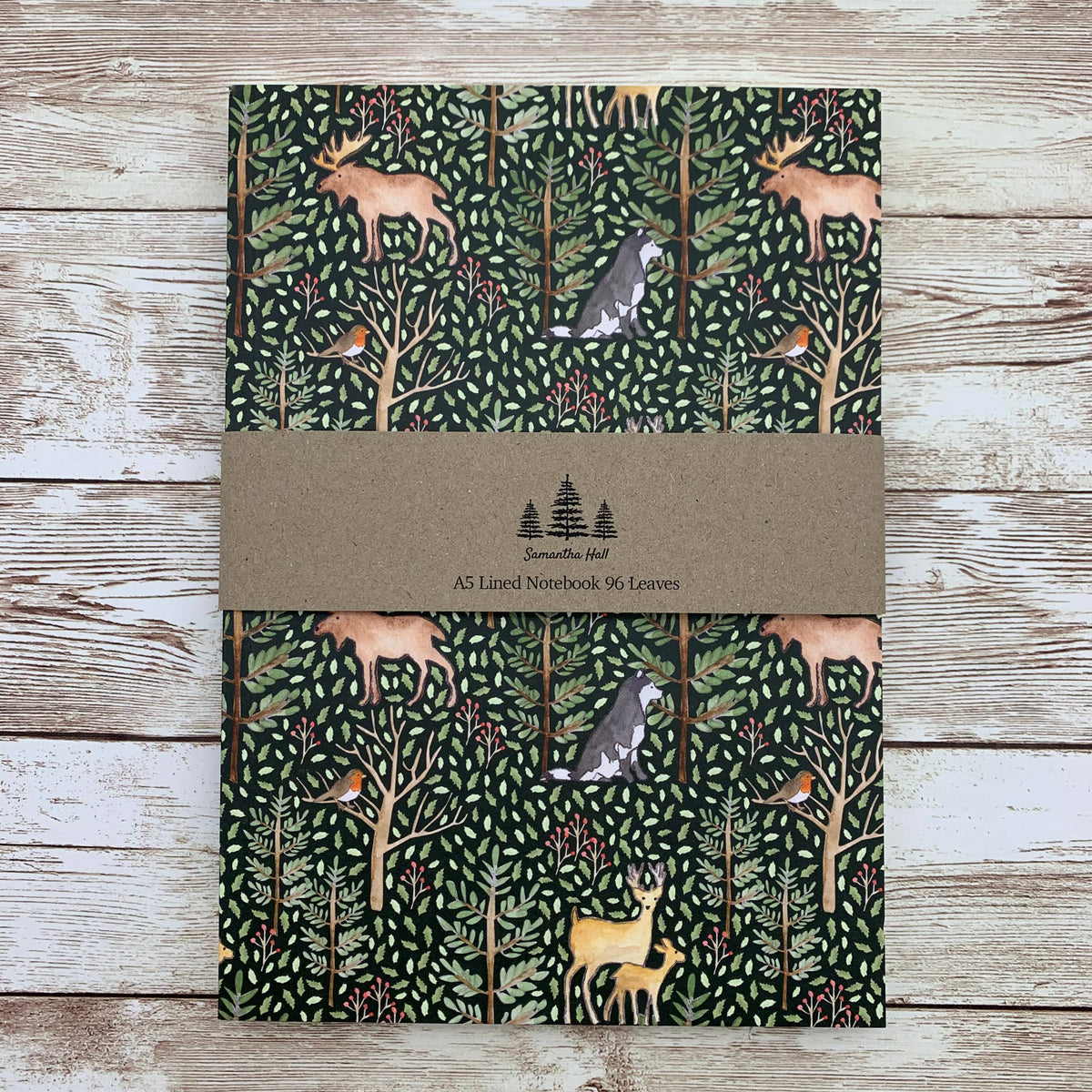 Animals of the Forest A5 Lined Notebook by Samantha Hall