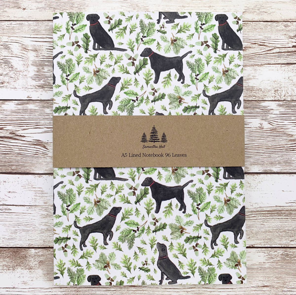 Black Labrador A5 Lined Notebook by Samantha Hall