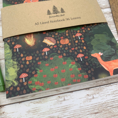 Midnight Forest A5 Lined Notebook by Samantha Hall