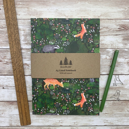 Summer Forest A5 Lined Notebook by Samantha Hall