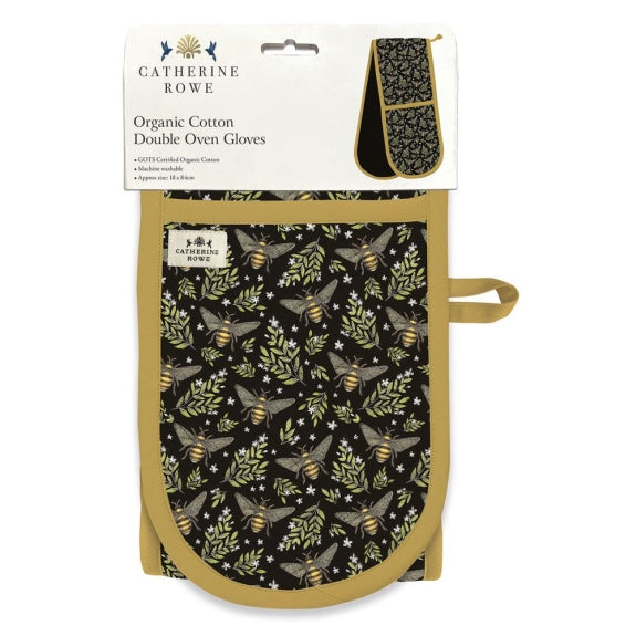Honey Bee Organic Cotton Double Oven Glove by Catherine Rowe