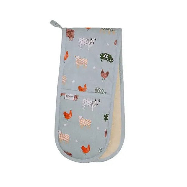 Farmyard Blue Double Oven Glove from Dexam