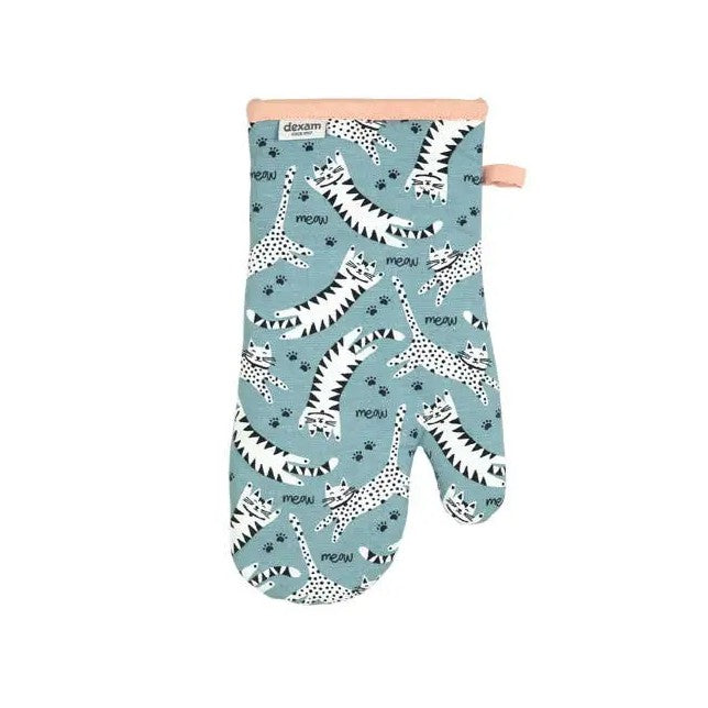 Meow Recycled Cotton Oven Gauntlet in Blue from Dexam