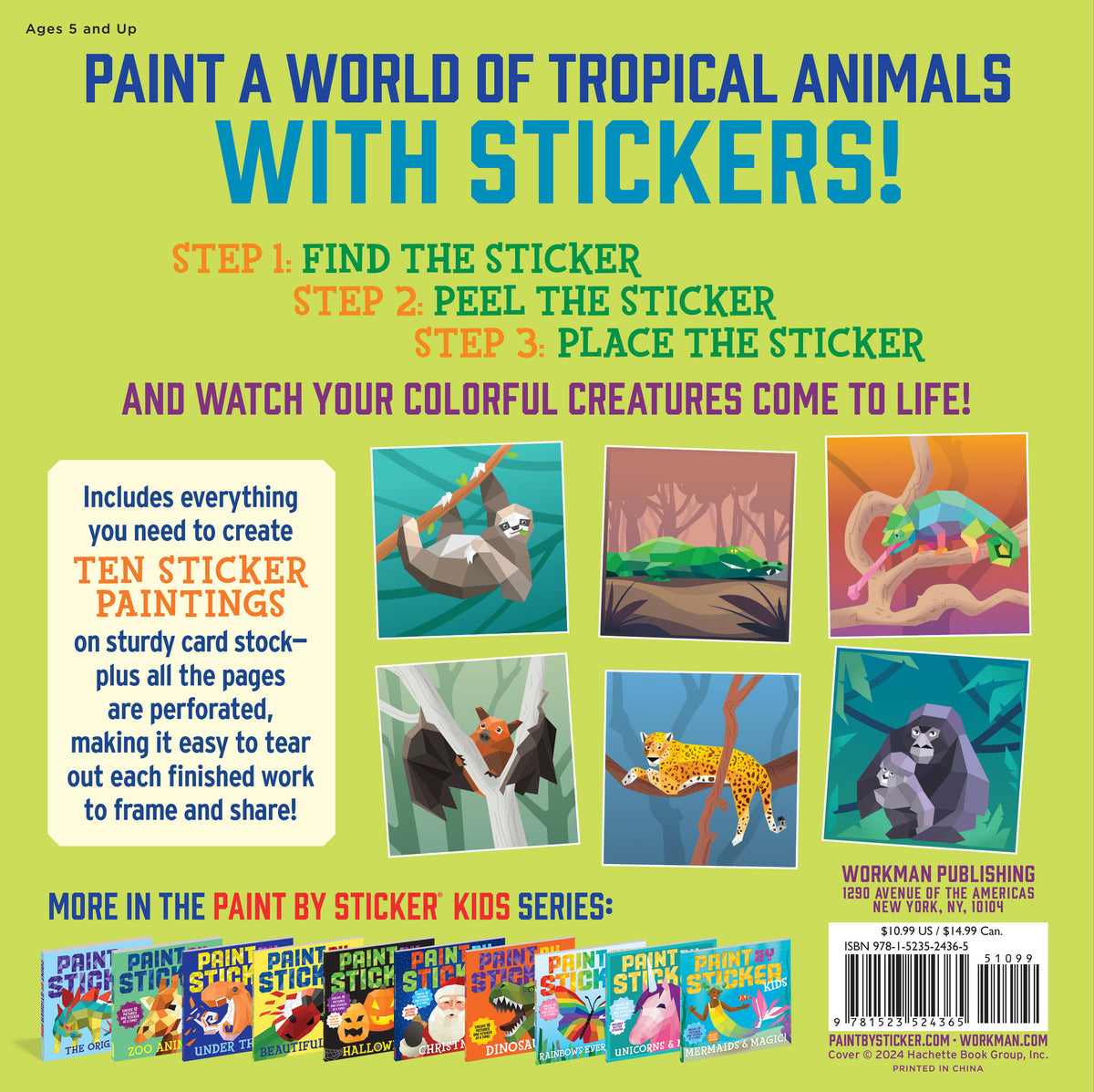 Paint by Sticker Kids: Rainforest Animals 10-Picture Activity Book