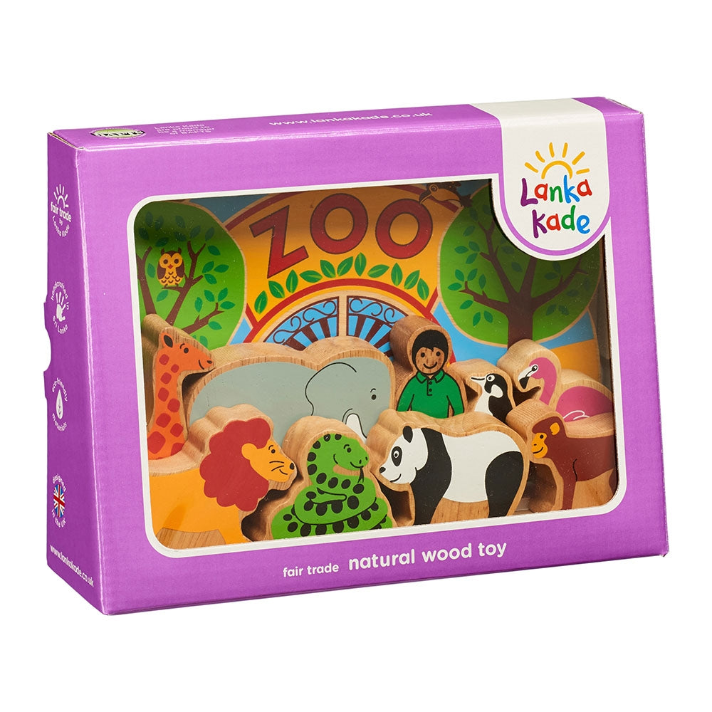 Junior Zoo Wooden Playset with 9 Figures from Lanka Kade