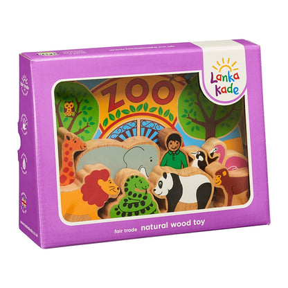 Junior Zoo Wooden Playset with 9 Figures from Lanka Kade
