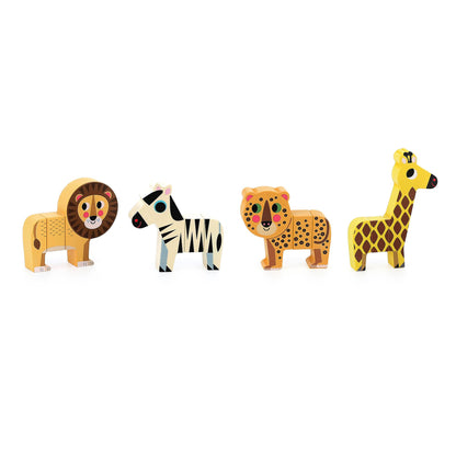 Magnetic Savannah Animals 12-Piece Wooden Playset from Vilac