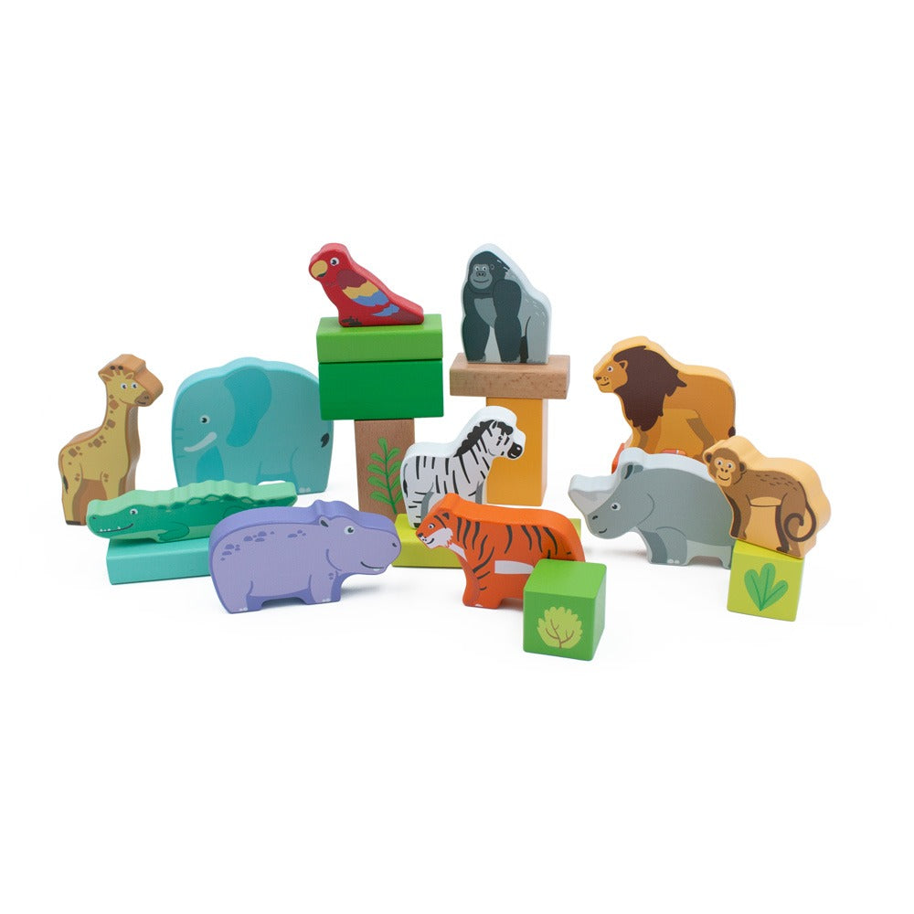 22-Piece Safari Wooden Block Playset from Jumini