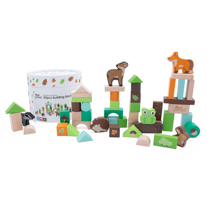 50-Piece Woodland Wooden Block Playset from Jumini