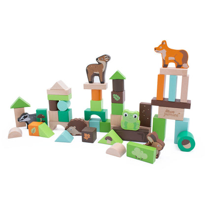 50-Piece Woodland Wooden Block Playset from Jumini