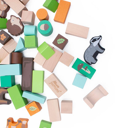 50-Piece Woodland Wooden Block Playset from Jumini