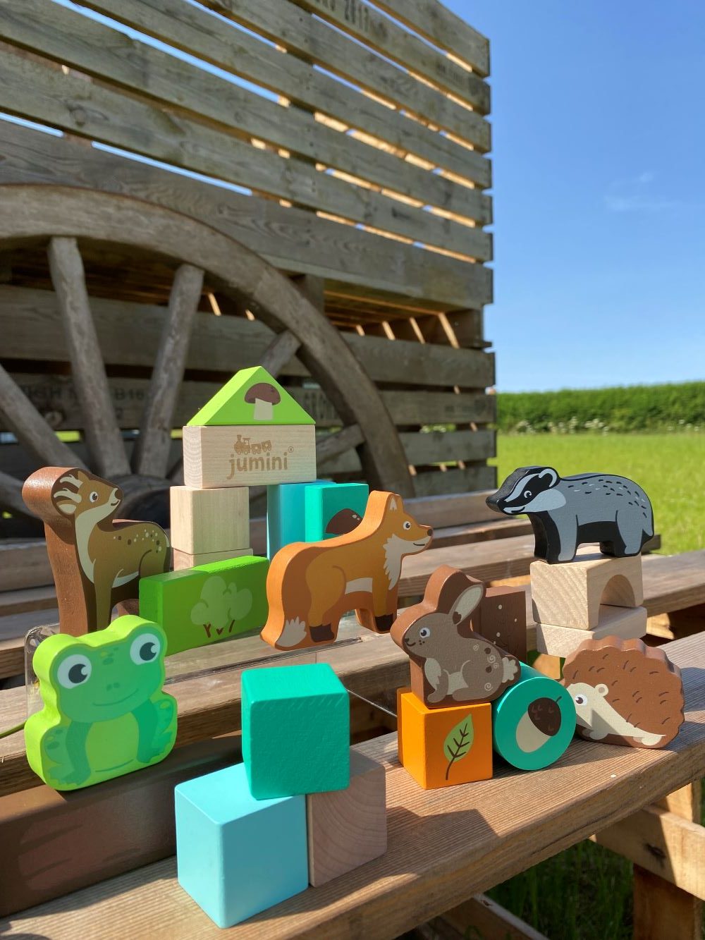 50-Piece Woodland Wooden Block Playset from Jumini