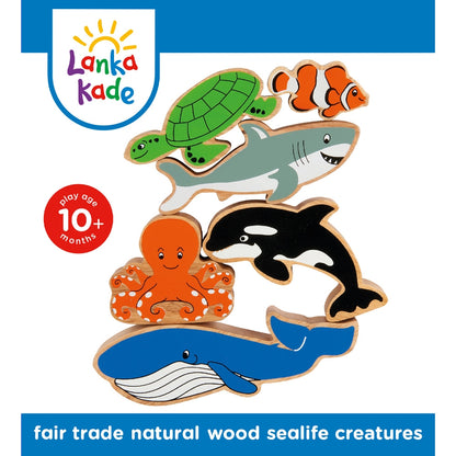 6-Animal Sea Life Wooden Playset from Lanka Kade