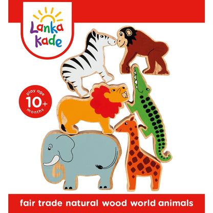 6-Animal World Wooden Playset from Lanka Kade