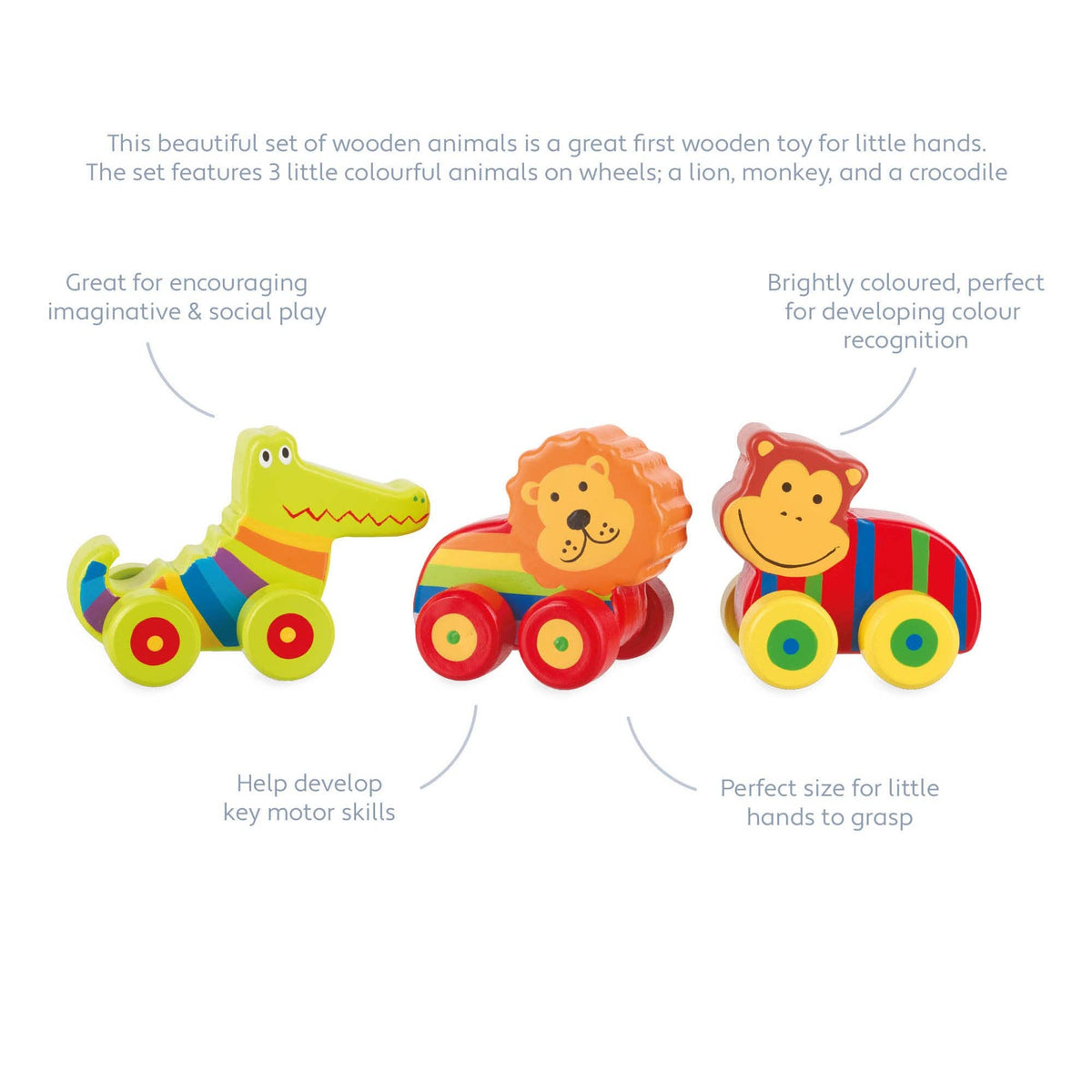 3-Piece First Jungle Wooden Push Toy Set from Orange Tree Toys