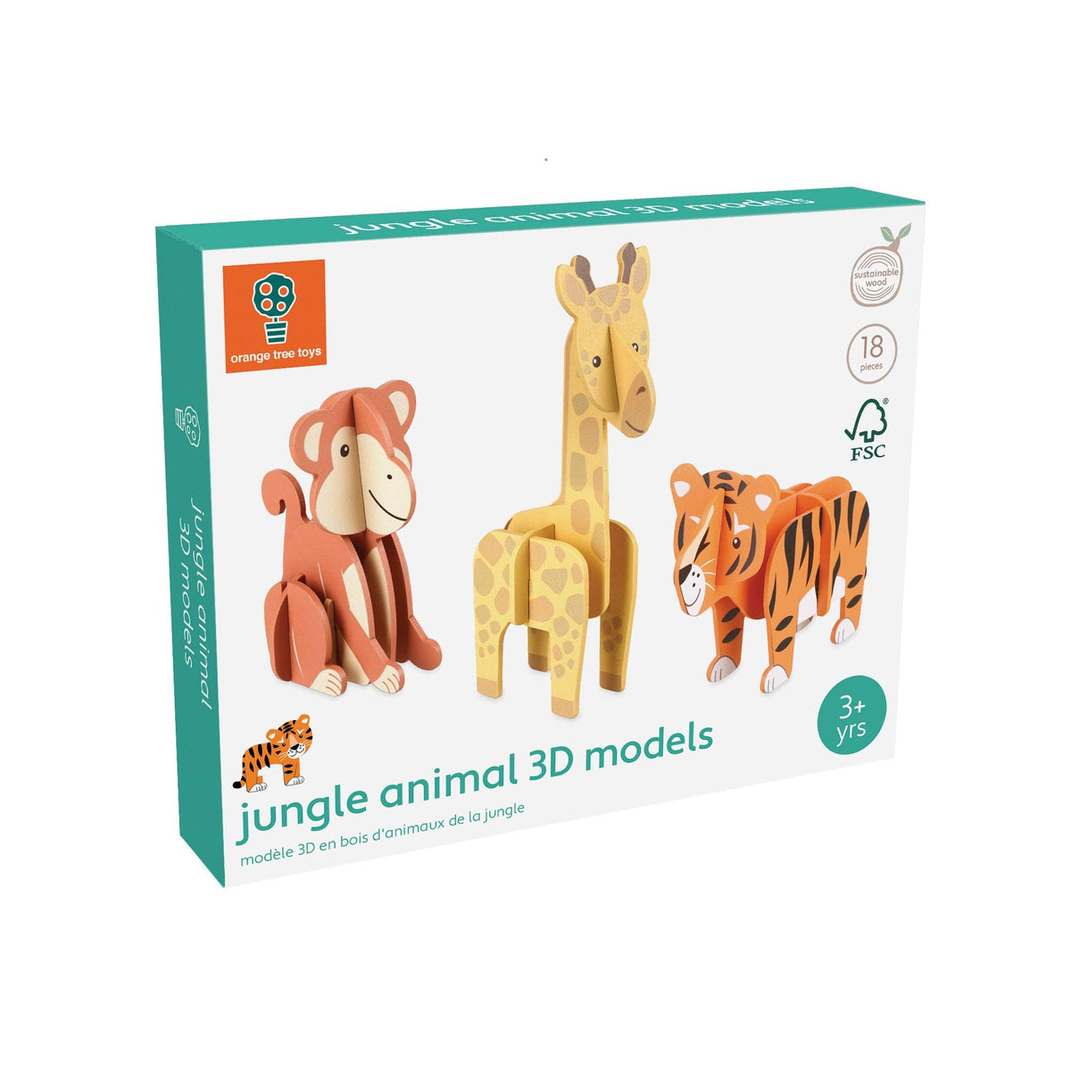 18-Piece Jungle Animal 3D Model Set from Orange Tree Toys