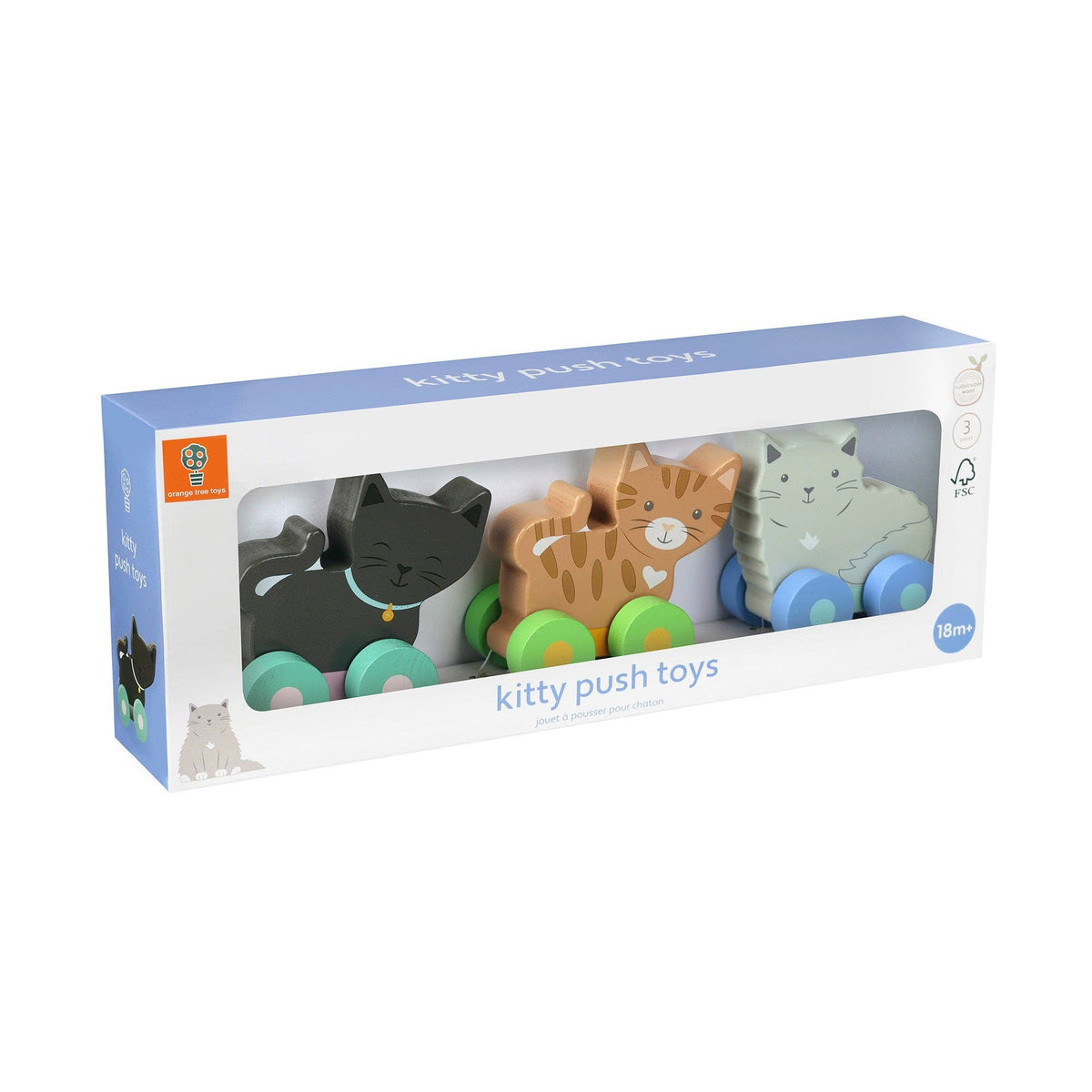 3-Piece Kitty Wooden Push Toy Set from Orange Tree Toys