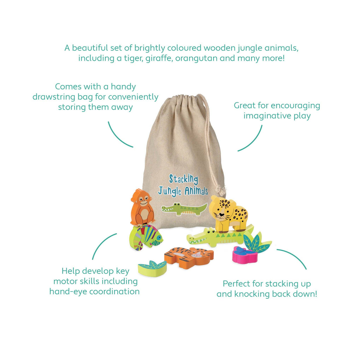 Stacking Jungle Animals Wooden Set from Orange Tree Toys