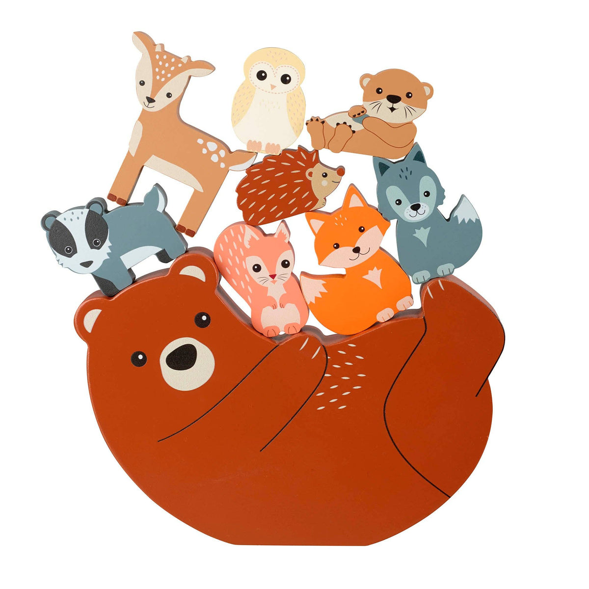 9-Piece Woodland Animal Wooden Balancing Game from Orange Tree Toys