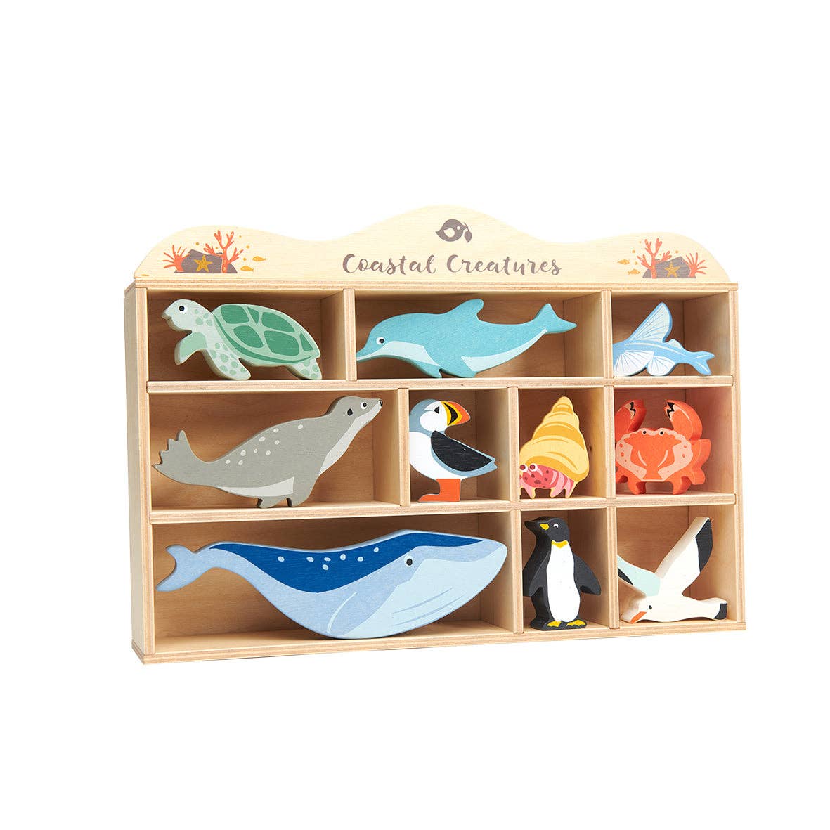 10-Animal Coastal Wooden Playset with Shelf from Tender Leaf Toys