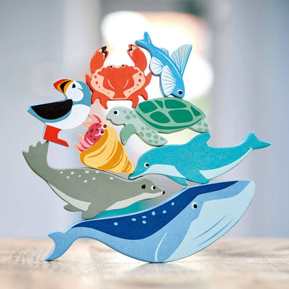 10-Animal Coastal Wooden Playset with Shelf from Tender Leaf Toys