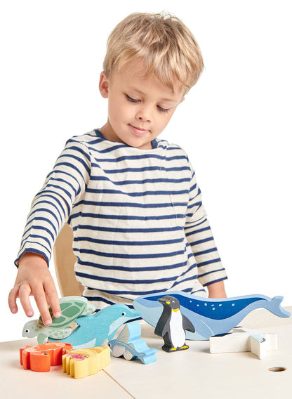 10-Animal Coastal Wooden Playset with Shelf from Tender Leaf Toys