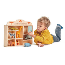 8-Animal Safari Wooden Playset with Shelf from Tender Leaf Toys