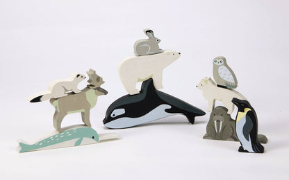 10-Animal Polar Wooden Playset with Shelf from Tender Leaf Toys