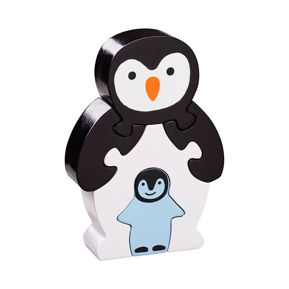 Chunky Penguin and Chick 5-Piece Wooden Puzzle Playset from Lanka Kade
