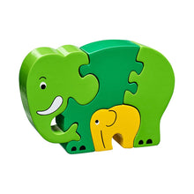 Chunky Elephant and Calf 4-Piece Wooden Puzzle Playset from Lanka Kade