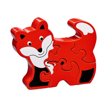 Chunky Fox and Cub 4-Piece Wooden Puzzle Playset from Lanka Kade