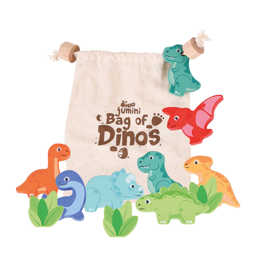 Bag of Dinosaurs Wooden Playset from Jumini