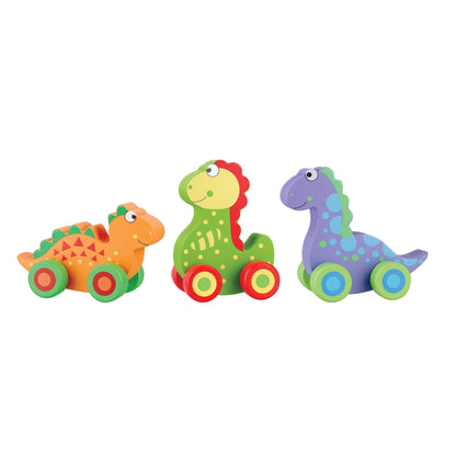 First Dinosaurs 3-Piece Wooden Push-Along Set from Orange Tree Toys