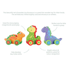 First Dinosaurs 3-Piece Wooden Push-Along Set from Orange Tree Toys