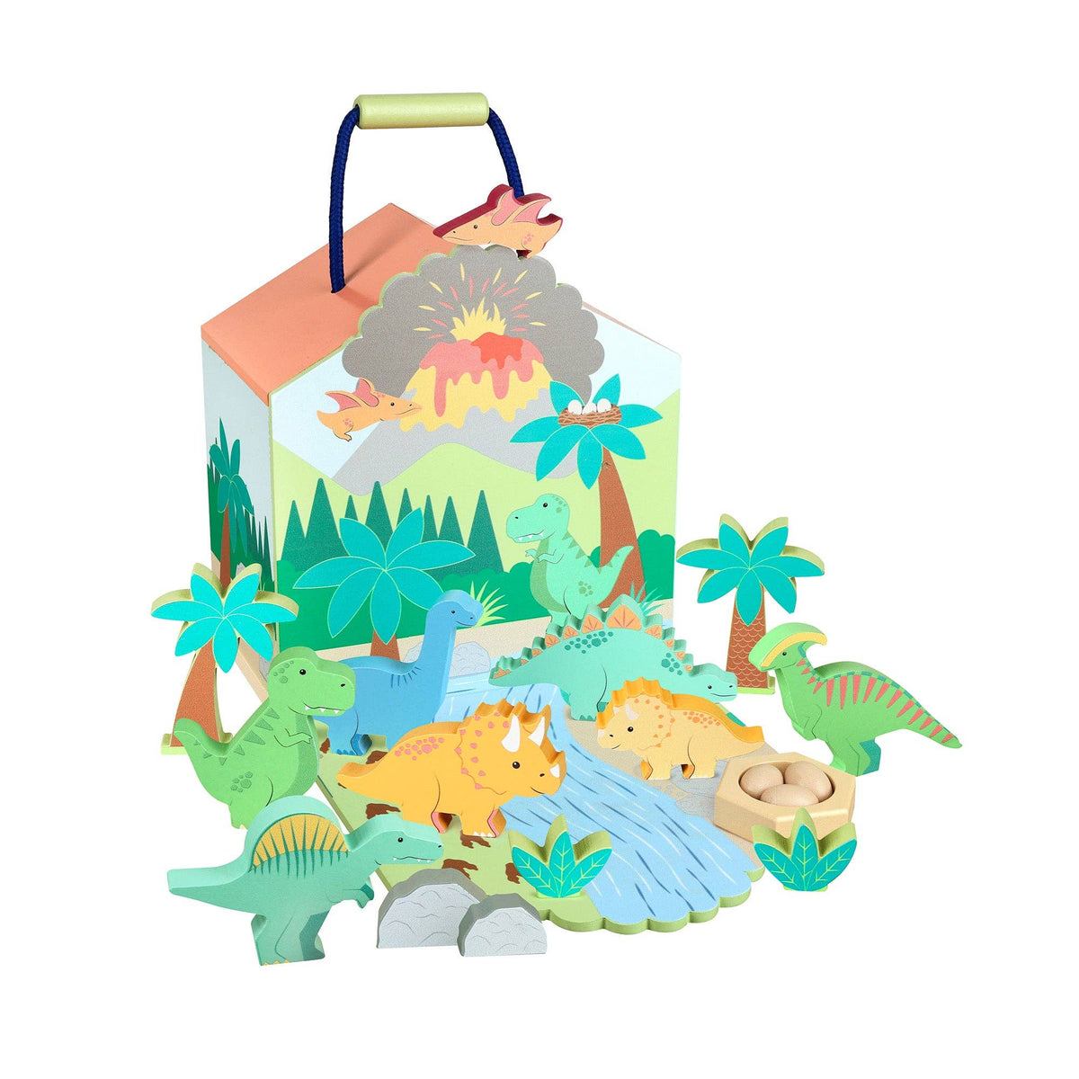 Dinosaur Play Set with Fold-Out Carry Case from Orange Tree Toys