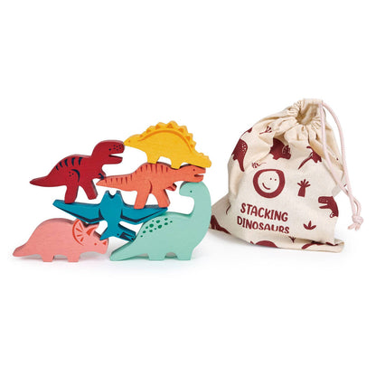 Happy Stacking Dinosaurs 8-Piece Wooden Playset from Mentari
