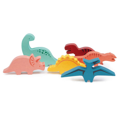 Happy Stacking Dinosaurs 8-Piece Wooden Playset from Mentari
