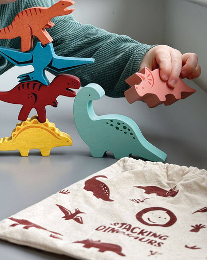 Happy Stacking Dinosaurs 8-Piece Wooden Playset from Mentari