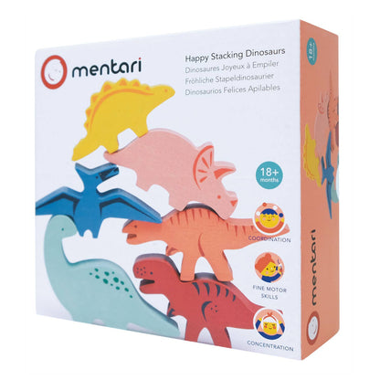 Happy Stacking Dinosaurs 8-Piece Wooden Playset from Mentari