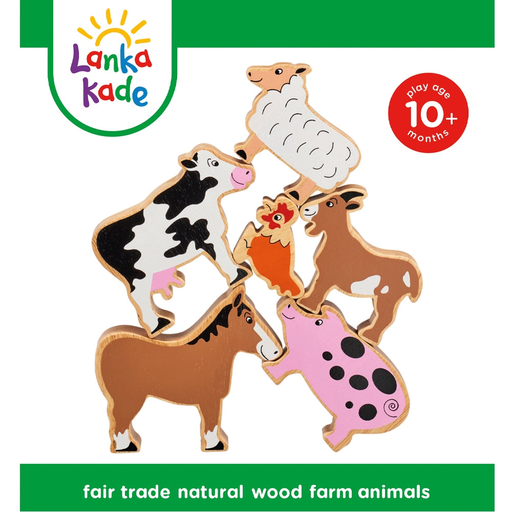 6-Piece Wooden Farm Animal Playset from Lanka Kade