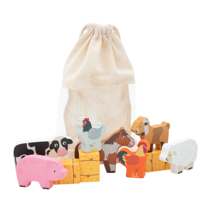 Bag of Farm Animals Wooden Playset from Jumini
