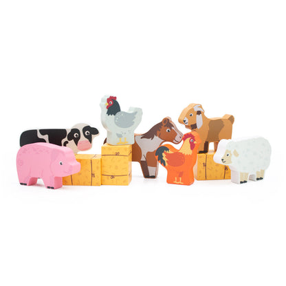 Bag of Farm Animals Wooden Playset from Jumini